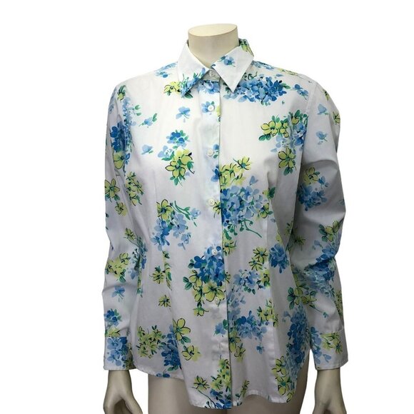 VAN HUESEN COLLARED FLORAL‎ PRINT TOP MD - Picture 1 of 6